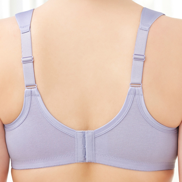 Glamorise 44C Bra ~Seamless-X-WIDE-Straps~ (Side Support Too!) 35% Cotton Purple - Picture 10 of 15